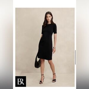 Banana Republic -  Black Scuba Seamed Knee-Length Dress